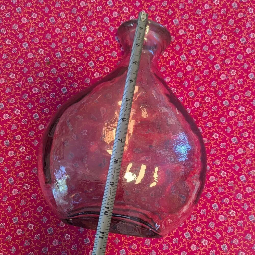 Vintage Hand Blown Glass Bottle Vase Purple Rose‎ Gold Pink Spanish Bottle Boho - Picture 9 of 11